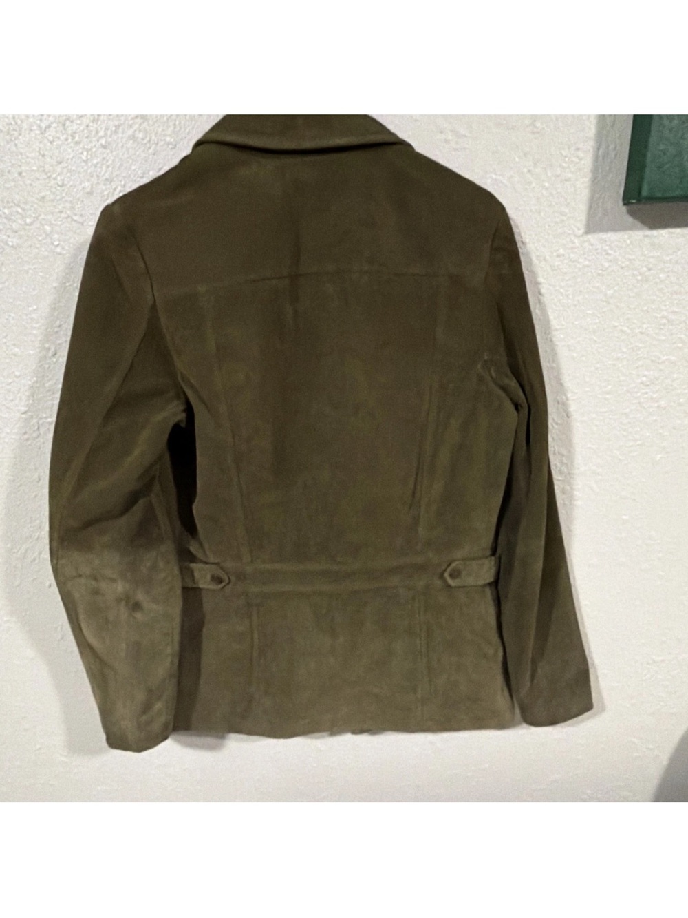 Vintage Y2K Eddie Bauer Olive Green Suede Jacket - Women's Casual Leather Coat - Picture 6 of 13